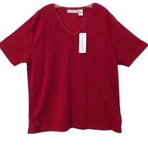 CAROLYN TAYLOR TOP Dark Red Short Sl…